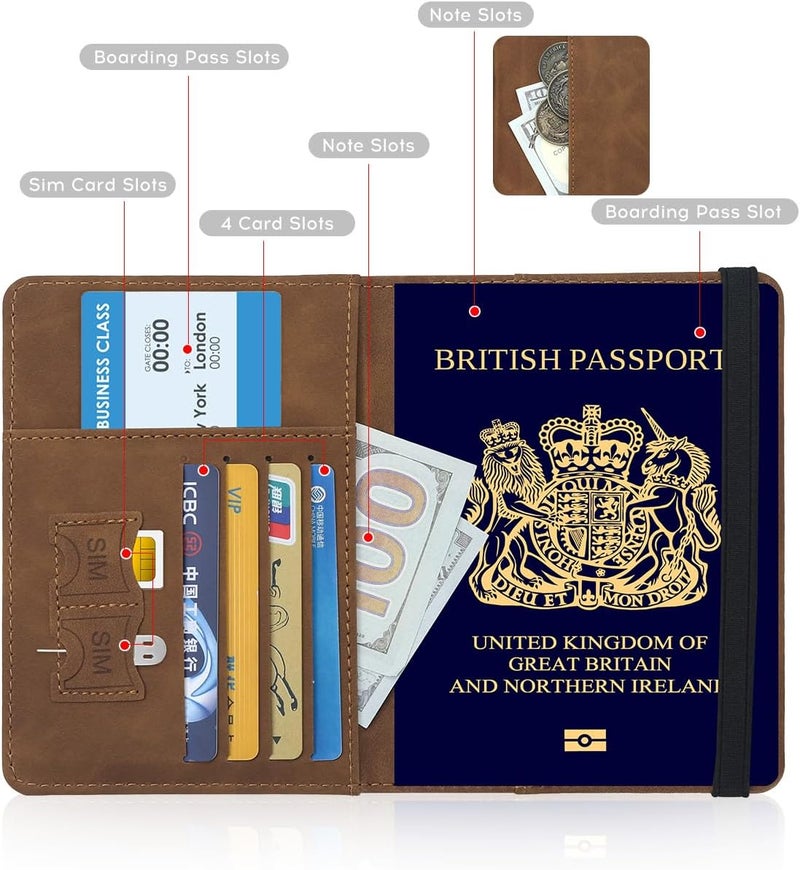ILIYAH -Passport Cover-Passport Holder Travel Wallet-RFID-Blocking Passport Case Travel Accessories Card Holder Wallet Unisex Travel Gifts（Brown） - Image 5